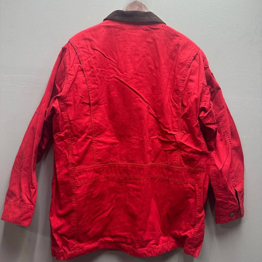 Orvis Men's Classic Barn Coat Red Canvas Field Jacket Corduroy Collar - Picture 2 of 12